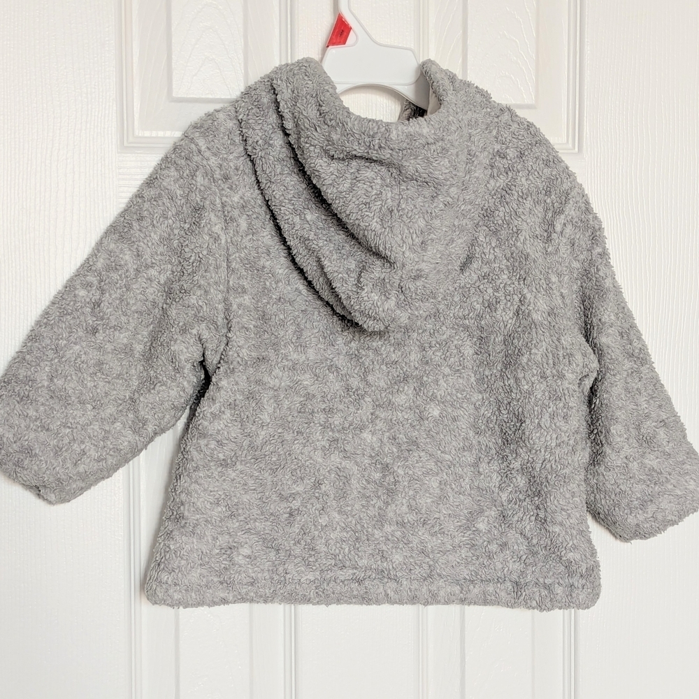 Adorable Girls' Cozy Gray Zip-Front Sherpa Jacket with Hood - Picture 4 of 16